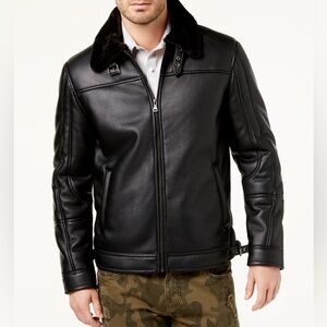 International concepts black faux leather jacket size S